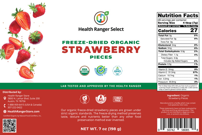 Freeze-Dried Organic Strawberry Pieces (7oz, #10 can) (2-Pack)