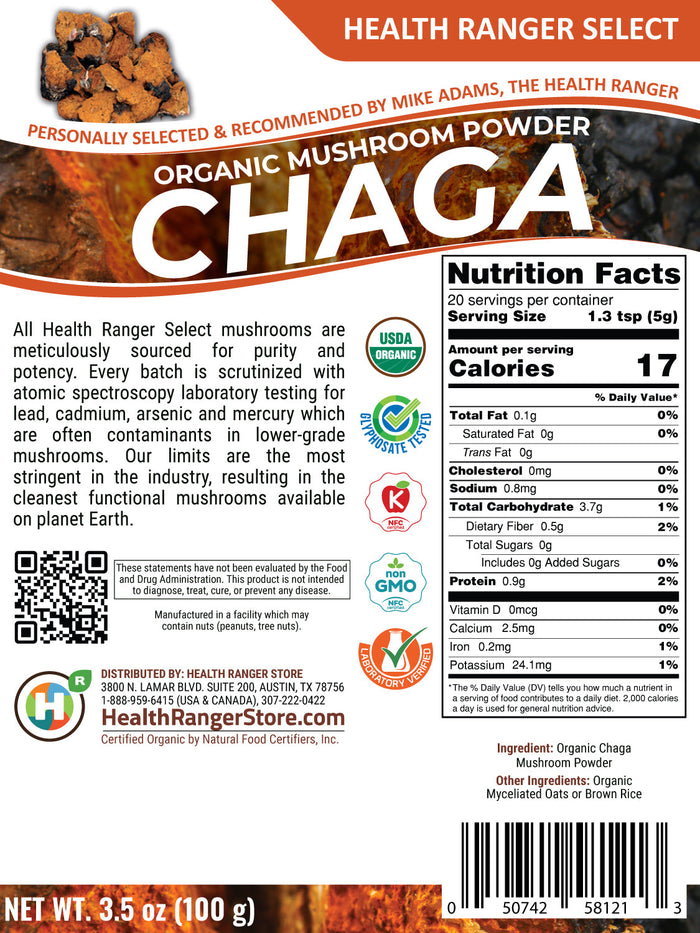 Organic Chaga Mushroom Powder 100g