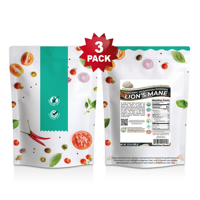 Organic Lion's Mane Mushroom Powder  3.5oz (100g) (3-Pack)