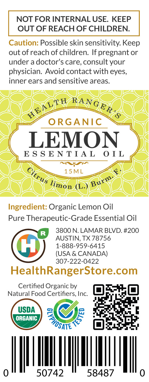 Organic Lemon Essential Oil 0.5oz (15ml) (6-Pack)