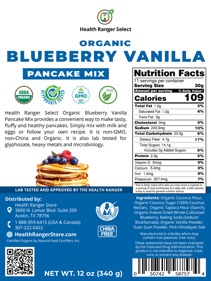 Gluten Free Organic Blueberry Vanilla Pancake Mix 12 oz (340g) (6-Pack)