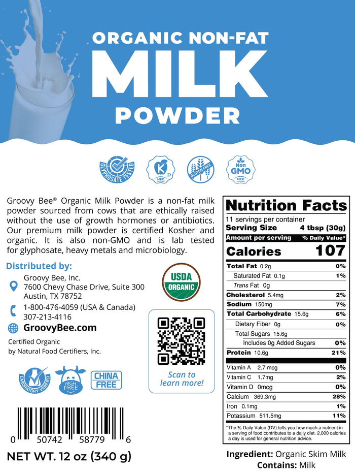 Organic Non-Fat Milk Powder 12 oz (340 g)