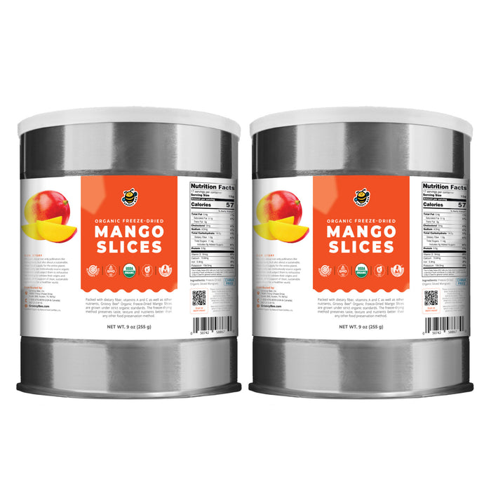 Groovy Bee® Organic Freeze-Dried Mango Slices  #10 Can (9oz, 255g) (2-Pack)