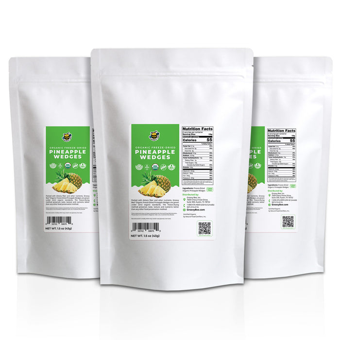 Groove Bee® Organic Freeze-Dried Pineapple Wedges 1.5 oz (43g) (3-Pack)