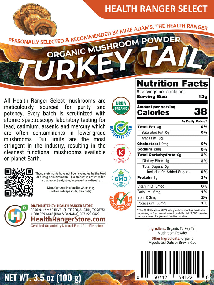 Organic Turkey Tail Mushroom Powder 100g (6-Pack)