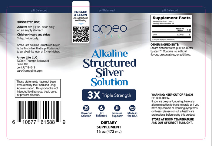 pH Balanced Alkaline Silver Solution 16 oz (473ml)