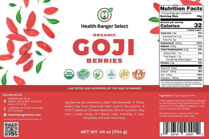 Organic Goji Berries (40oz, #10 can)