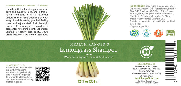 Health Ranger's Lemongrass Shampoo 12oz