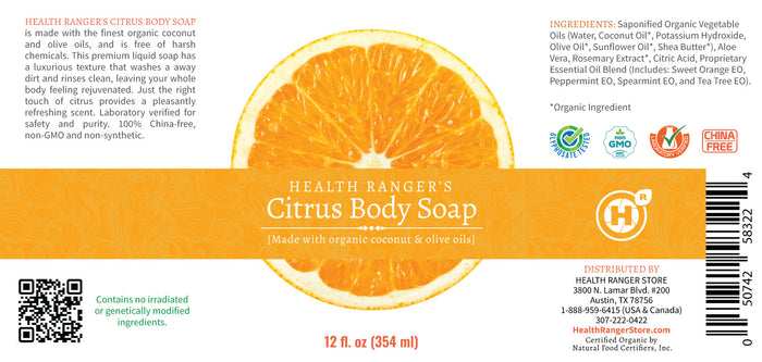Health Ranger's Citrus Body Soap 12oz (3-Pack)