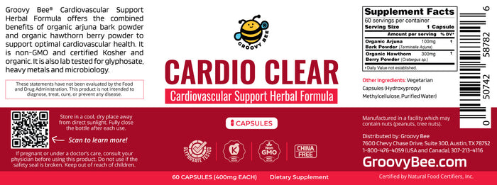 Cardio Clear - Cardiovascular Support Herbal Formula 60 caps (400mg) (6-Pack)