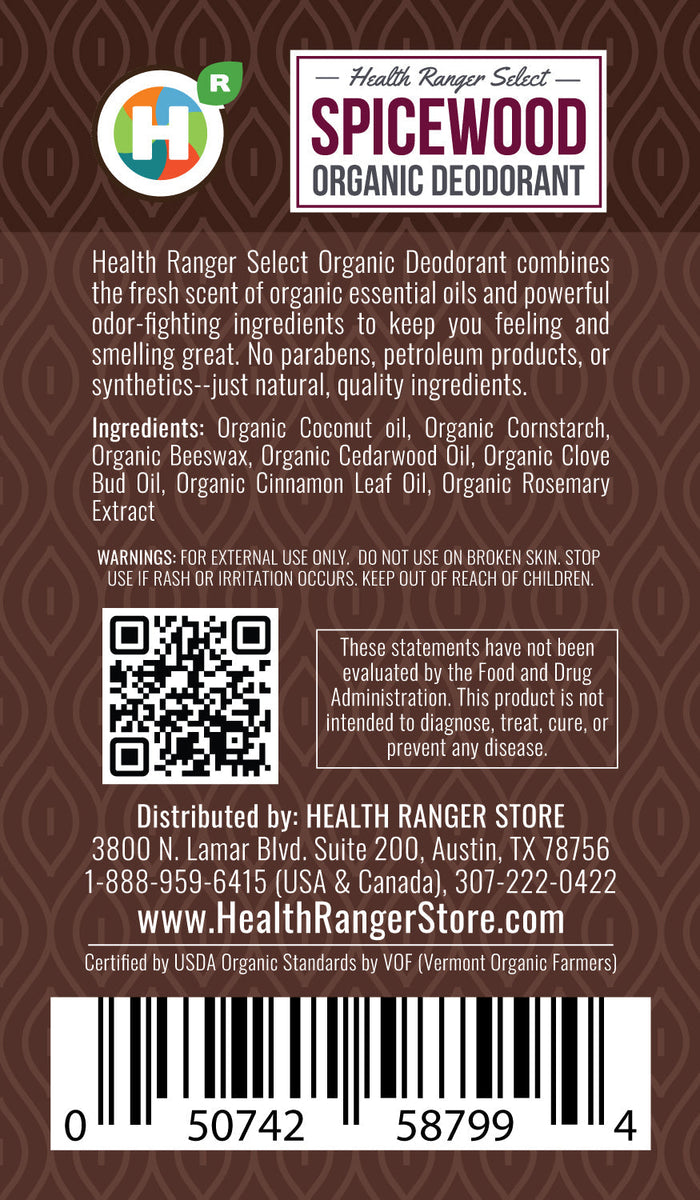 Organic Spicewood Deodorant 3 oz (90 g) (3-Pack)