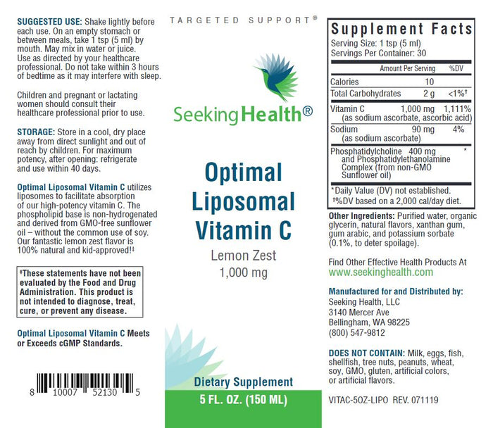 Optimal Liposomal Vitamin C - 5 ounce